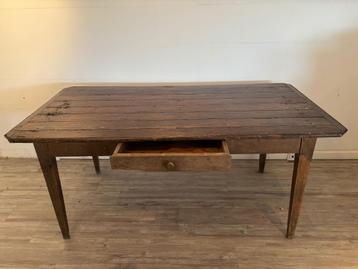 Antieke Franse houten brocante tafel  beschikbaar voor biedingen