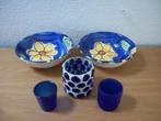 3x Schaal Blauw Geel - 3 Schalen, 1 Lichtje - p.stuk - zgan, Schaal, Rond, Ophalen of Verzenden, Zo goed als nieuw