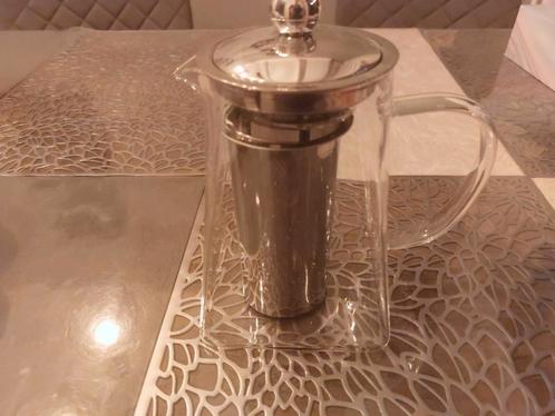 Glazen theepot met RVS filter, Huis en Inrichting, Woonaccessoires | Stolpen, Zo goed als nieuw, Ophalen