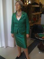 MOQ groen zijden jasje + rok mt 40, Kleding | Dames, Jasjes, Kostuums en Pakken, Maat 38/40 (M), Kostuum of Pak, Ophalen of Verzenden