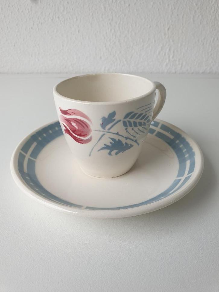 Kop en schotels Frans brocante servies, Antiek en Kunst, Antiek | Servies los, Ophalen of Verzenden