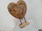 grote handgemaakte houten beeld teakhout van een hart, Verzamelen, Beelden en Beeldjes, Ophalen of Verzenden, Zo goed als nieuw