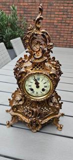 Antieke vergulde pendule, Antiek en Kunst, Antiek | Klokken, Ophalen of Verzenden