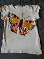 Leuk H&M shirt met vlinder - 122, Kinderen en Baby's, Kinderkleding | Maat 122, Meisje, H&M, Ophalen of Verzenden, Zo goed als nieuw