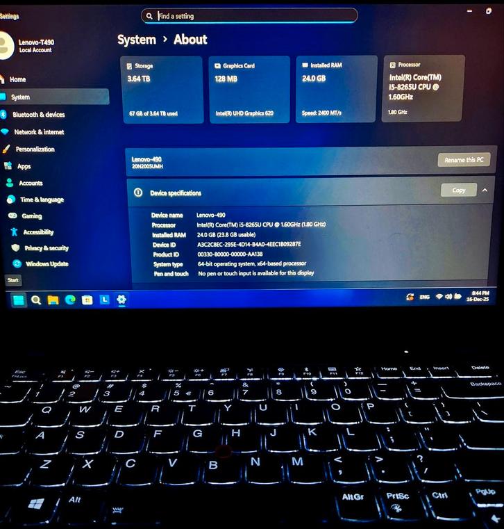 Lenovo T490 "4TB 990proSSD" 24gb DDR4, Computers en Software, Windows Laptops, Zo goed als nieuw, 14 inch, SSD, Qwerty, Ophalen of Verzenden