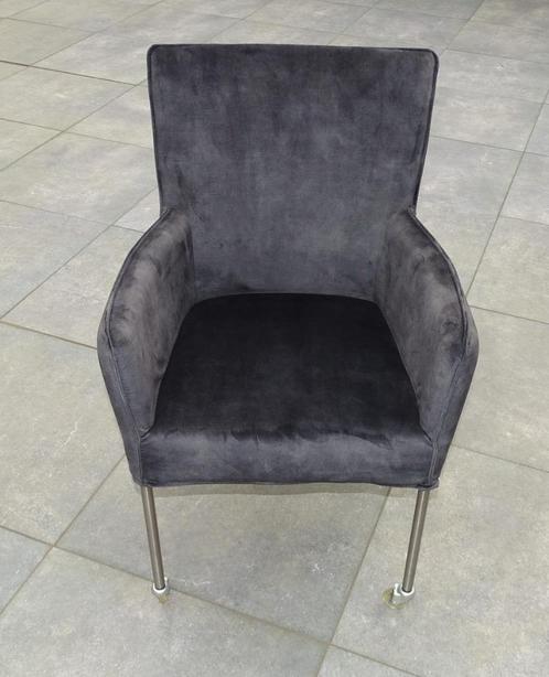 Bijzetstoel / eetkamerstoel grijs velours, Huis en Inrichting, Stoelen, Zo goed als nieuw, Eén, Stof, Grijs, Ophalen