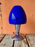 Vintage IKEA blauwe glazen 90s tafellamp lamp, Ophalen of Verzenden