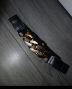 Elastische riem met gouden schakels, 80 tot 90 cm, 3 tot 5 cm, Zwart, Nieuw