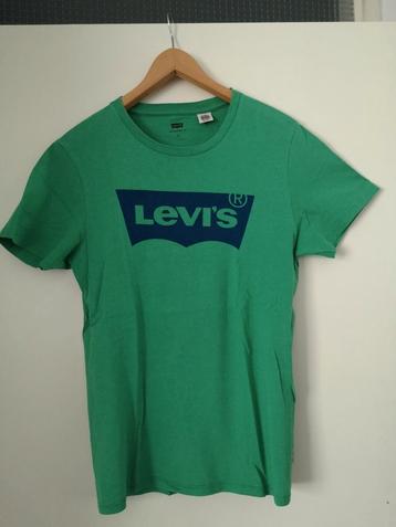 Levi's groen heren t shirt met blauw logo maat XS