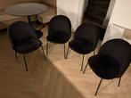 Eettafel Ø100 Zwart met 4 eetstoelen, Rond, Ophalen of Verzenden, Zo goed als nieuw, 100 tot 150 cm