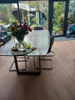 Houten ovale eettafel grijs., Ophalen of Verzenden, Zo goed als nieuw, 75 cm of meer, 60 cm of meer