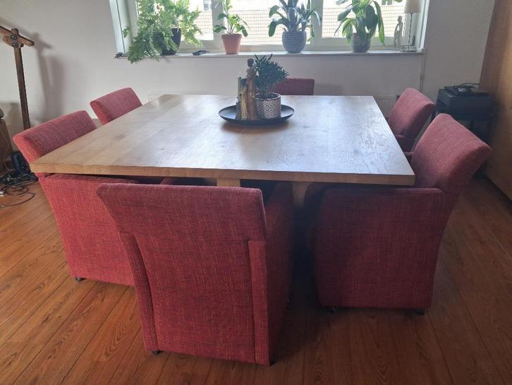Eetkamerstoelen / 6, Huis en Inrichting, Stoelen, Gebruikt, Vijf, Zes of meer stoelen, Stof, Rood, Ophalen