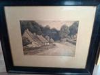 6x ets. Aquarel,  houtsnede etcetera, Ophalen of Verzenden