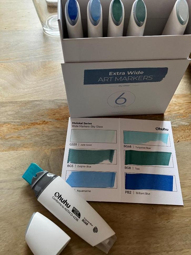 OHUHU ; molokai alcohol markers EXTRA WIDE - Sky Glass, Hobby en Vrije tijd, Tekenen, Zo goed als nieuw, Potlood of Stift, Ophalen of Verzenden
