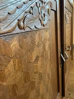 Art deco houten dressoir met terra marmeren blad, Ophalen, 100 tot 150 cm, Vintage, 25 tot 50 cm