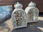 Lantaarn wit, Huis en Inrichting, Woonaccessoires | Kandelaars en Kaarsen, Ophalen, Gebruikt, Wit, Hout