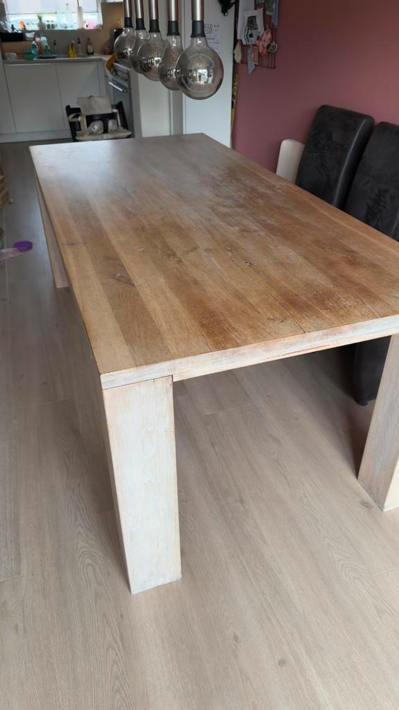 Eettafel eiken 220x100 zware kwaliteit!, Huis en Inrichting, Tafels | Eettafels, Gebruikt, 100 tot 150 cm, 200 cm of meer, Vijf personen of meer