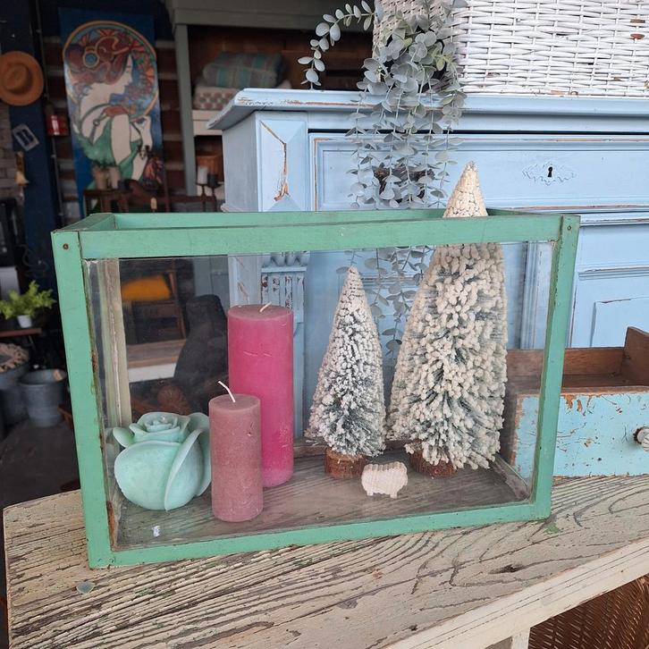 Groene Brocante Accubak/Glazen Bak, Huis en Inrichting, Woonaccessoires | Overige, Ophalen