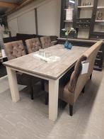 *ACTIE* Landelijke Eetkamerbank 150 + 3 Stoelen Liana Bruin, Ophalen of Verzenden, Nieuw, Stof, Eetkamerbank Eetkamerstoelen Liana Kleur Bruin Knoopjes