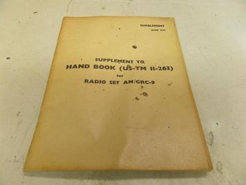 Supplement to HAND BOOK (US-TM 11-263) AN/GRC-9 beschikbaar voor biedingen