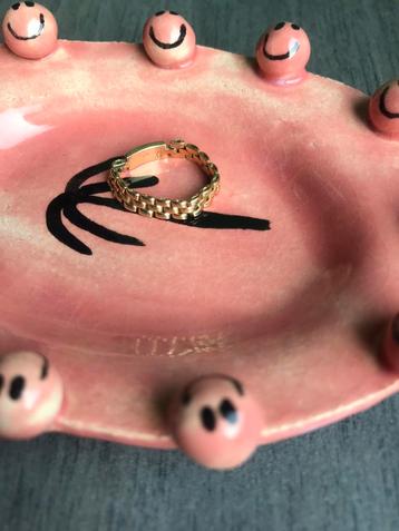 Gouden ring 14 karaat 585 Rolex schakel ring 16,5 beschikbaar voor biedingen