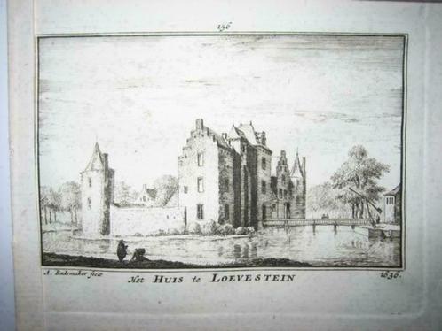 156 / Poederoijen Loevestein  Kopergravure 18e Eeuw, Antiek en Kunst, Kunst | Etsen en Gravures, Ophalen of Verzenden