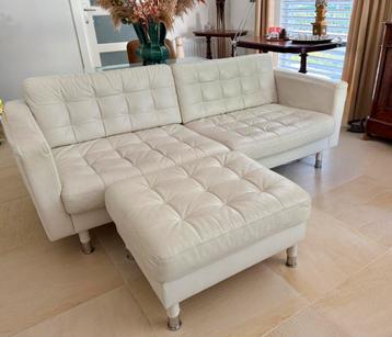 Ikea Landskrona 3 zits bank leer + voetenbank GRATIS
