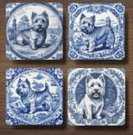 Norwich Terriër Delfts Blauw onderzetters met houder, Ophalen of Verzenden, Nieuw, Glas of Kopje