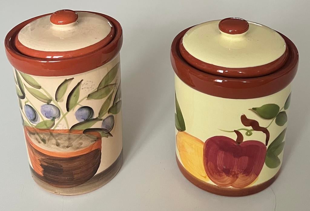 Keramische handbeschilderde geglazuurde opslag potten, Ophalen of Verzenden, Zo goed als nieuw