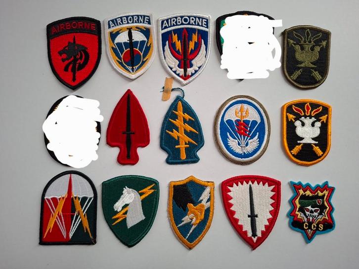Diverse us specops emblemen, Verzamelen, Militaria | Algemeen, Landmacht, Embleem of Badge, Amerika, Ophalen of Verzenden