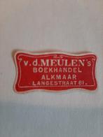 Boekhandelzegel vd Meulen's Alkmaar ca 30x 15 mm, Overige typen, Gebruikt, Ophalen of Verzenden