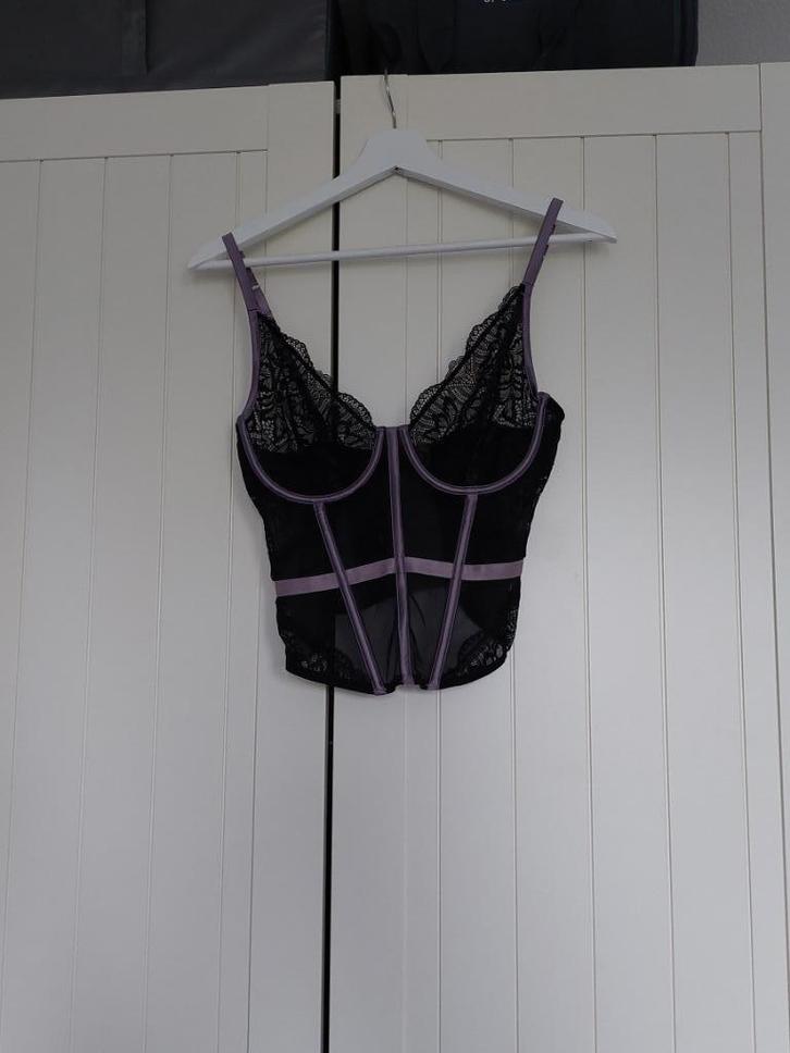 Zwart/paars korset, Kleding | Dames, Ondergoed en Lingerie, Body of Korset, Zwart, Verzenden