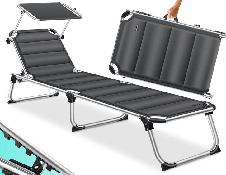 Ligstoel, Tuin en Terras, Ligbedden, Nieuw, Aluminium, Inklapbaar, Ophalen of Verzenden