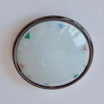 plafonnière plafondlamp opaalglas met gekleurde driehoekjes, Ophalen of Verzenden, Zo goed als nieuw, Glas, Vintage modern