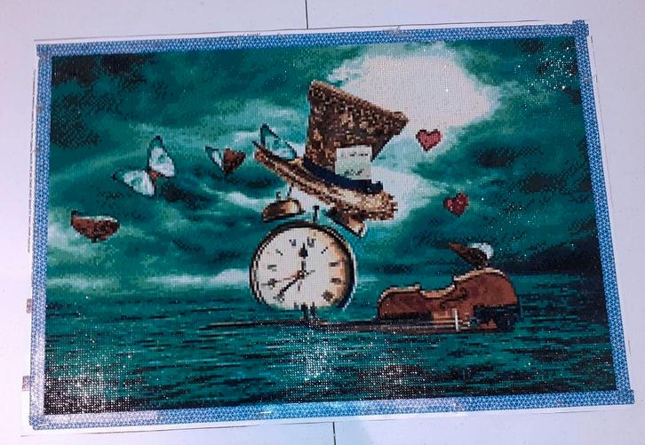 Decoratie schilderij klok Salvador Dali alice in wonderland, Antiek en Kunst, Kunst | Schilderijen | Modern, Verzenden