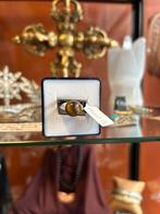 Zilveren ring met tijgeroog, Sieraden, Tassen en Uiterlijk, Ringen, 18 tot 19, Gebruikt, Bruin, Ophalen of Verzenden