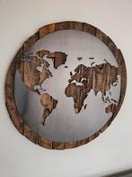 Wereldbol Wandpaneel Hout & Metaal, Ophalen, Zo goed als nieuw