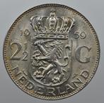 Zilveren 2 1/2 Gulden 1959 Juliana unc, Koningin Juliana, Verzenden, Zilver, Losse munt