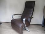 KEURIGE Prominent Cheri bruin leder design relax fauteuil, Metaal, Minder dan 75 cm, Ophalen of Verzenden, Zo goed als nieuw