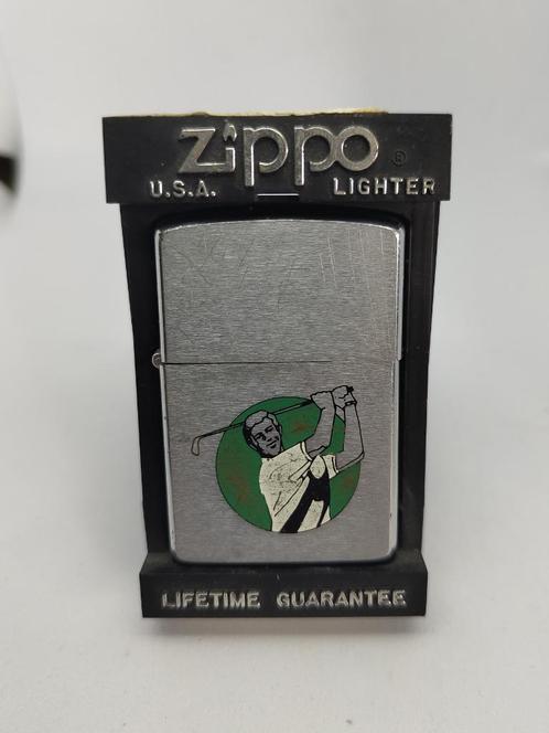 Zippo no.180 Golfer - 1984, Verzamelen, Rookartikelen, Aanstekers en Luciferdoosjes, Gebruikt, Aansteker, Ophalen of Verzenden