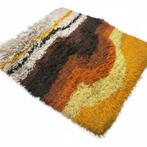 2 stuks Echt Vintage retro Vloerkleed jaren 70, Gebruikt, Bruin, 200 cm of meer, Rechthoekig