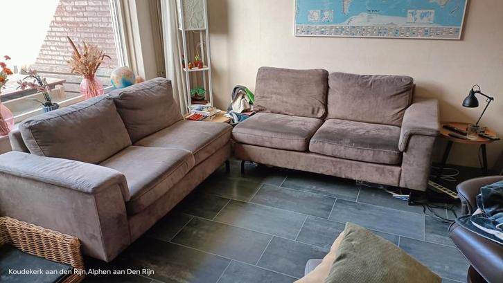 Gebruikte maar fijne bank - kan als lange bank!, Huis en Inrichting, Banken | Bankstellen, Gebruikt, Rechte bank, Tweepersoons