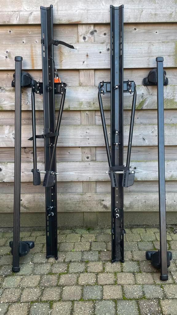 Dakdrager + fietsbeugels, Auto diversen, Fietsendragers, Gebruikt, Dakdrager, 2 fietsen, Elektrische fiets, Ophalen