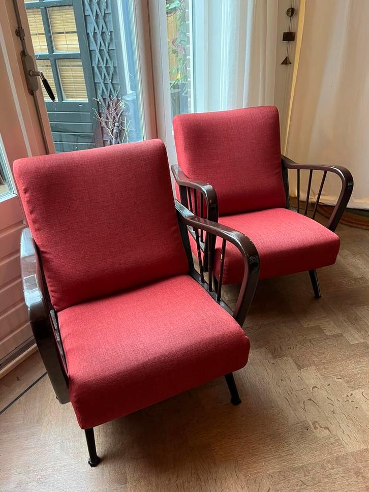 Twee Retro fauteuils, Huis en Inrichting, Fauteuils, Gebruikt, Stof, 50 tot 75 cm, Minder dan 75 cm, Ophalen
