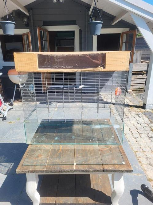 Groot hamster / rat hok glas-tralies-nachthok, Dieren en Toebehoren, Knaagdieren en Konijnen | Hokken en Kooien, Gebruikt, Hok