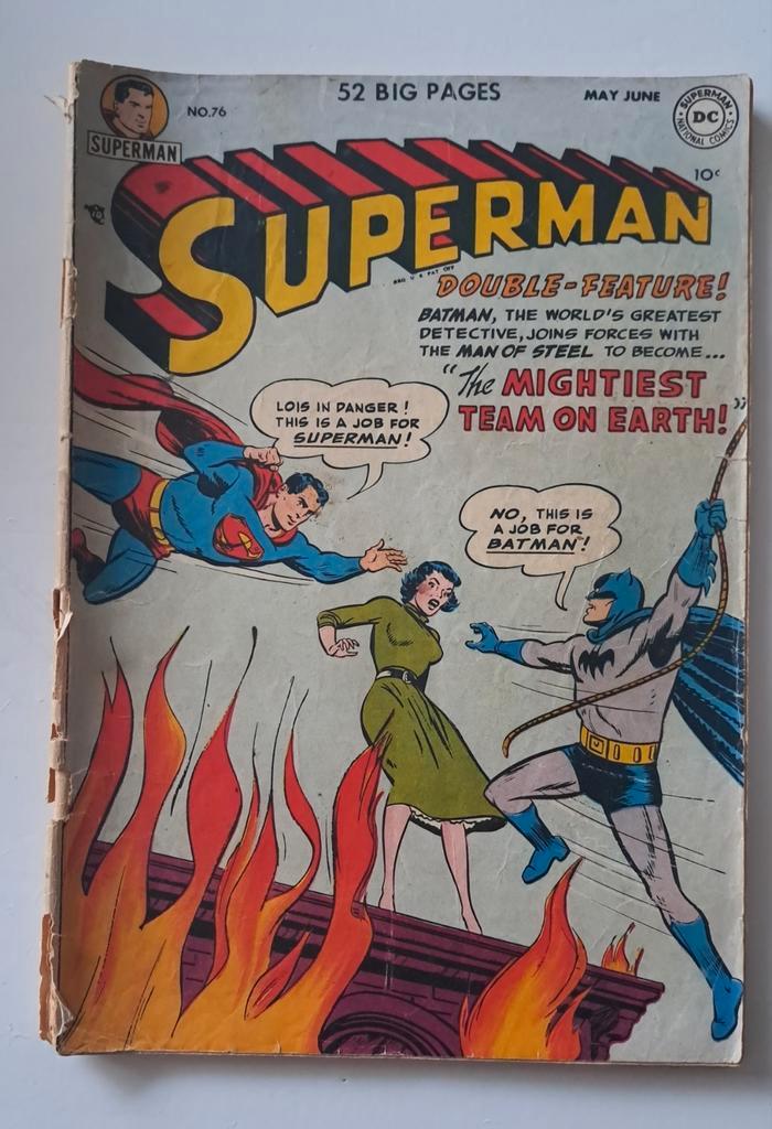 Zeldzaam Superman strip 1952 nr 76 eerste Batman ontmoeting!, Boeken, Stripboeken, Gelezen, Eén stripboek, Ophalen of Verzenden