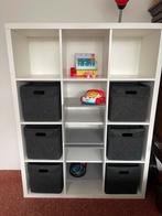 Ikea Kallax kast 12 vakken + opbergdozen en inzetstukken, Ophalen, Met plank(en), Kunststof, 100 tot 150 cm