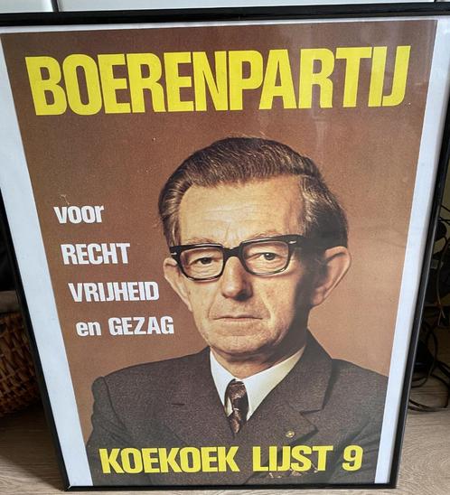 Oude Verkiezing Poster Boer Koekoek - Boerenpartij affiche, Boeken, Politiek en Maatschappij, Zo goed als nieuw, Maatschappij en Samenleving