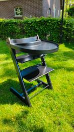 Zwarte Stokke Tripp Trapp stoel met beugel en tafelblad, Kinderen en Baby's, Kinderstoelen, Ophalen, Gebruikt, Meegroeistoel