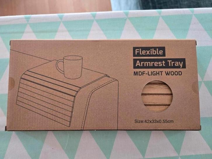 2x Flexibele Bamboe Armleuning Tray nieuw, Huis en Inrichting, Woonaccessoires | Overige, Nieuw, Ophalen of Verzenden